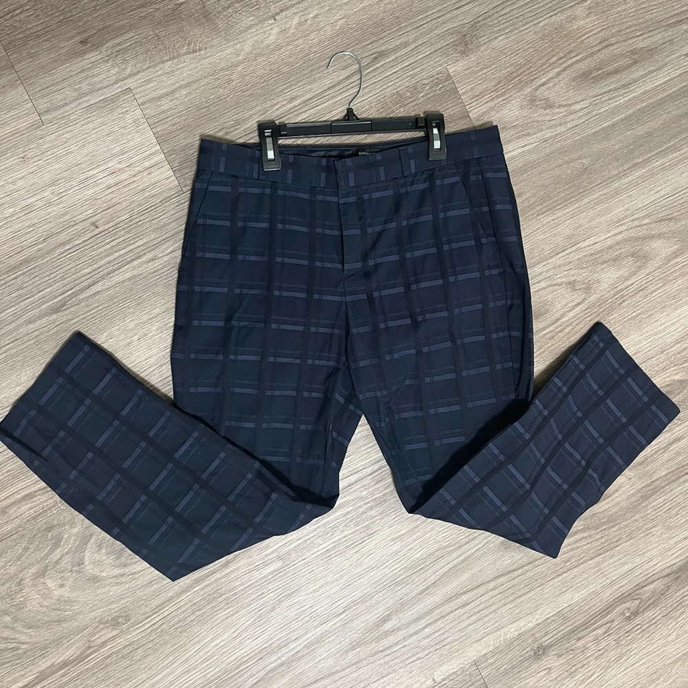 Banana Republic Straight Leg Office Pant in Blue Patterned